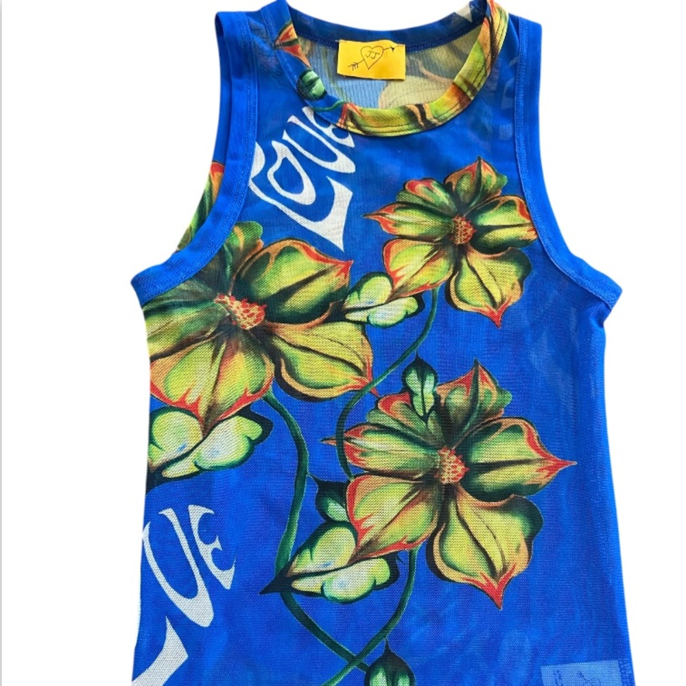 NWOT Juliet Johnstone Printed Mesh Tank